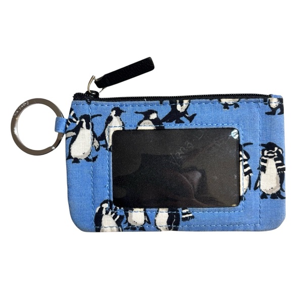 Vera Bradley Accessories - Vera Bradley ID Case Playful Penguins with Keyring Blue White Black Zip-Up